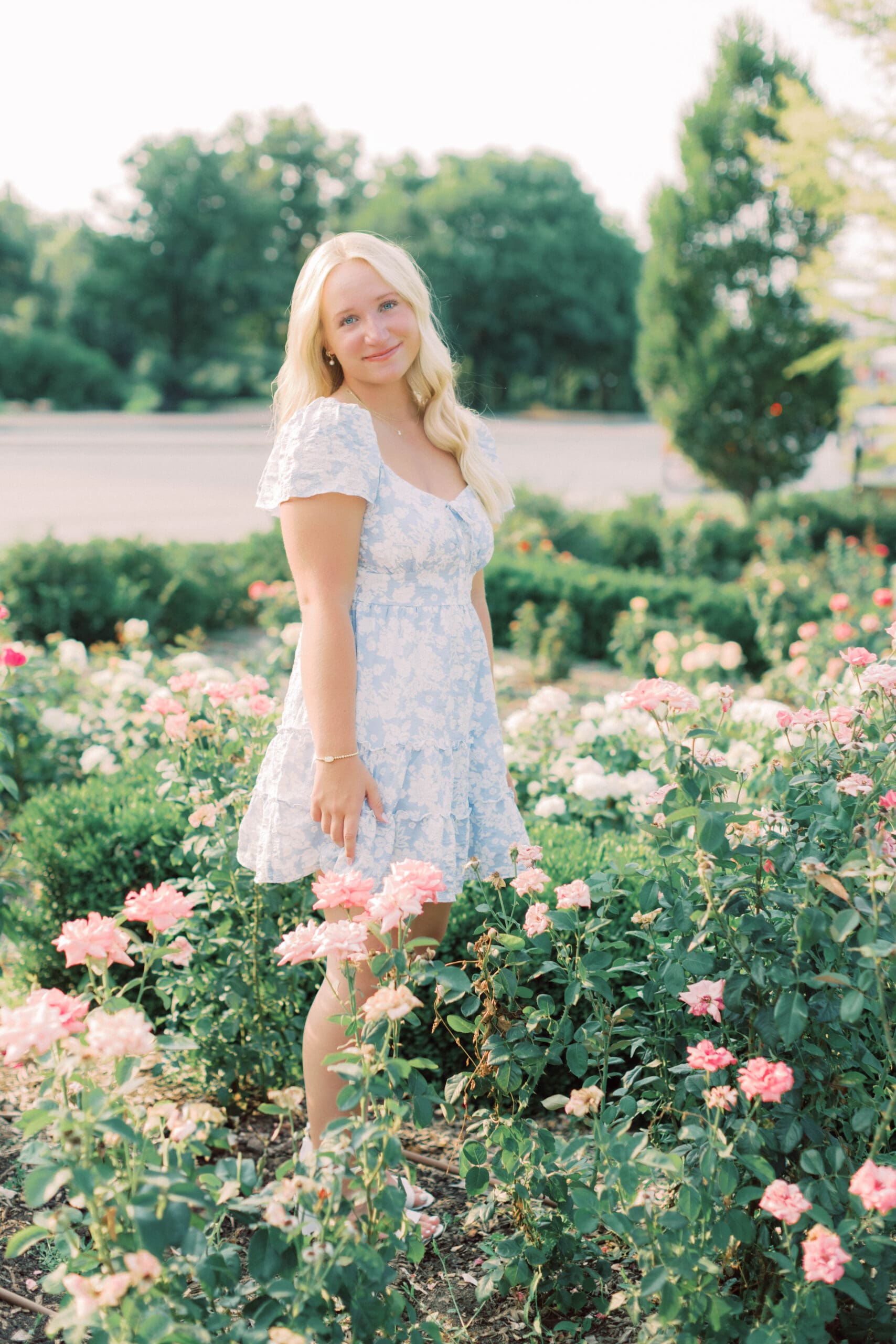A senior girl in a Rose Garden in Lincoln, Nebraska